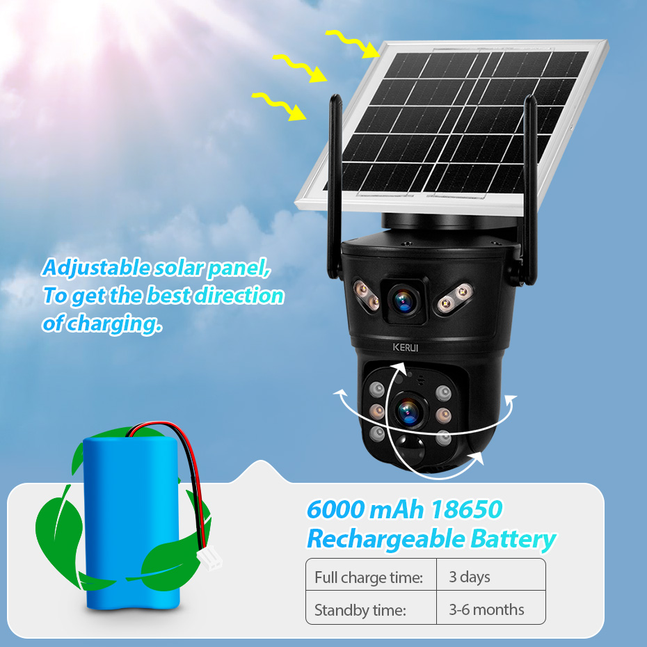 Home Security Diy - Câmera Solar KERUI 6MP 4G SIM