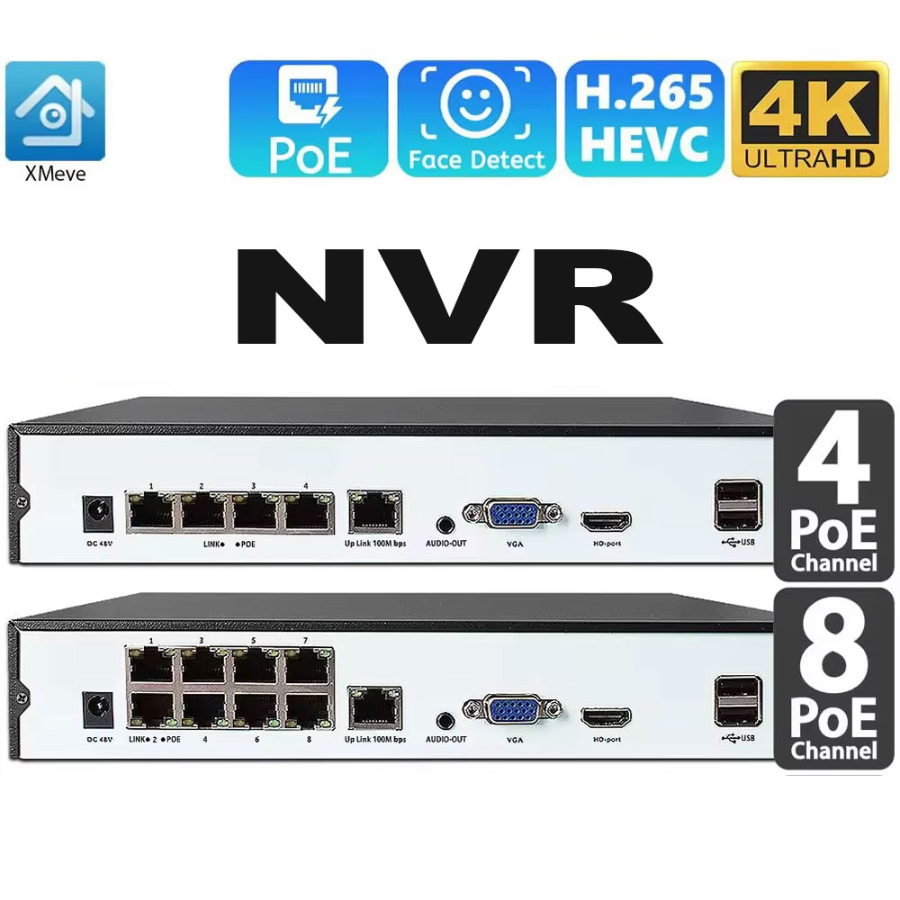Home Security With Camera - 4ch 8ch 48v poe 4k nvr
