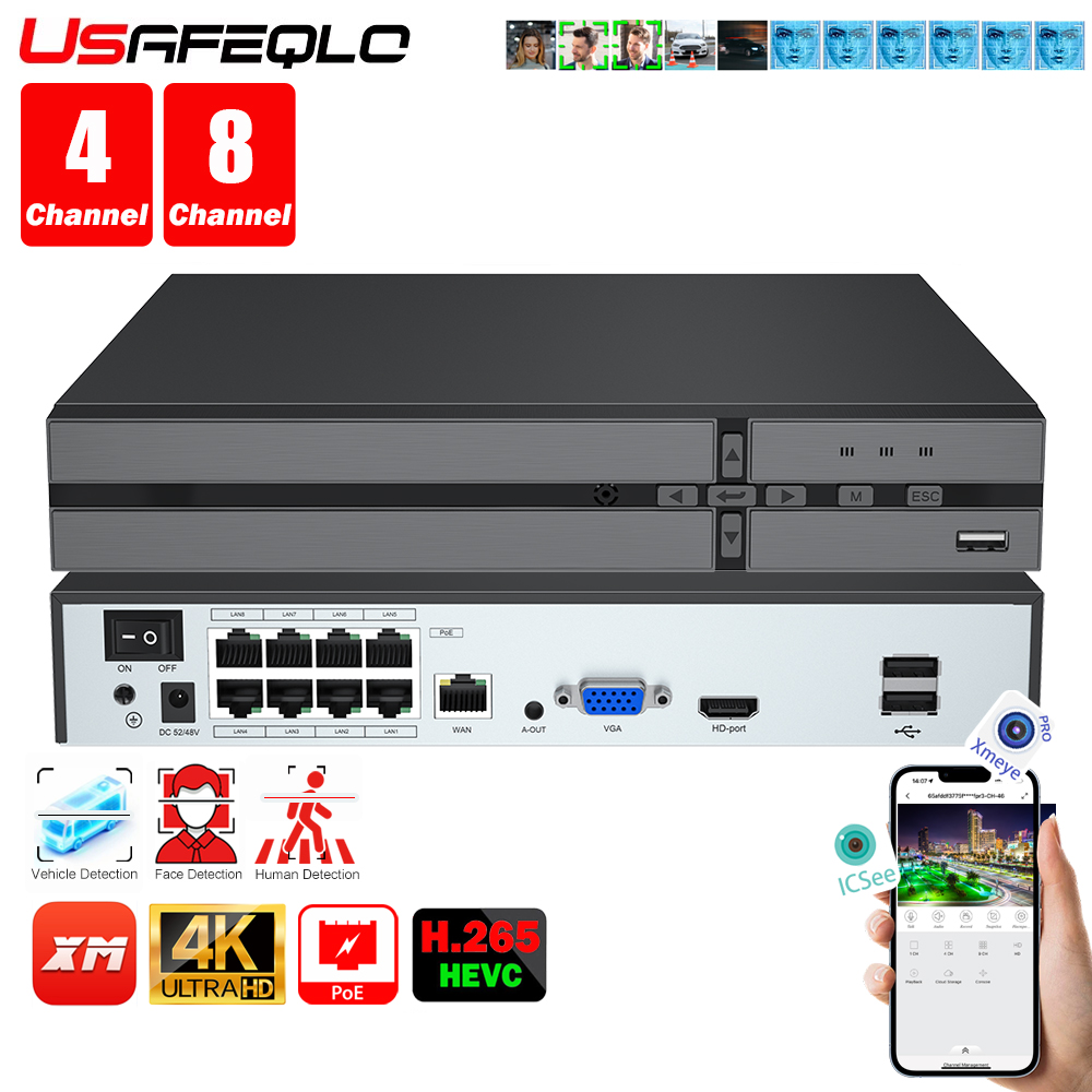 Home Security With Camera - Detecção facial h.265 8ch * 4k