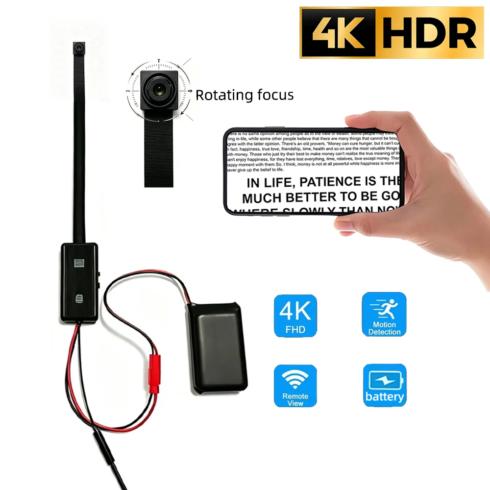 Hidden Camera Clock - Câmera Mini Macro WiFi 4K, Lente