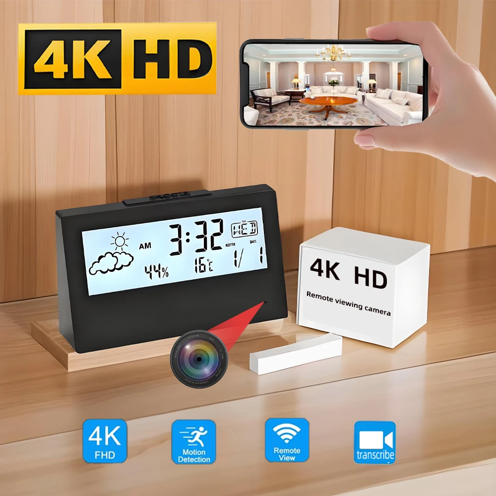 Hidden Camera Clock - Câmera Mini WiFi HD 4K Nova,