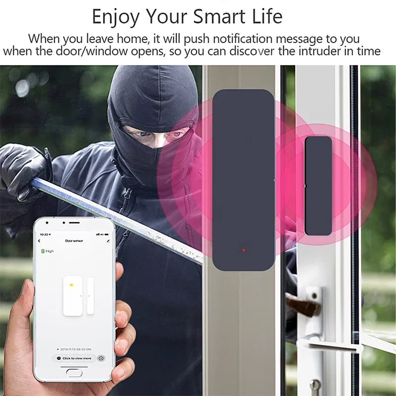 Tuya Zigbee-Sensor de Porta Ma - Home Security Technology avaliação e preço