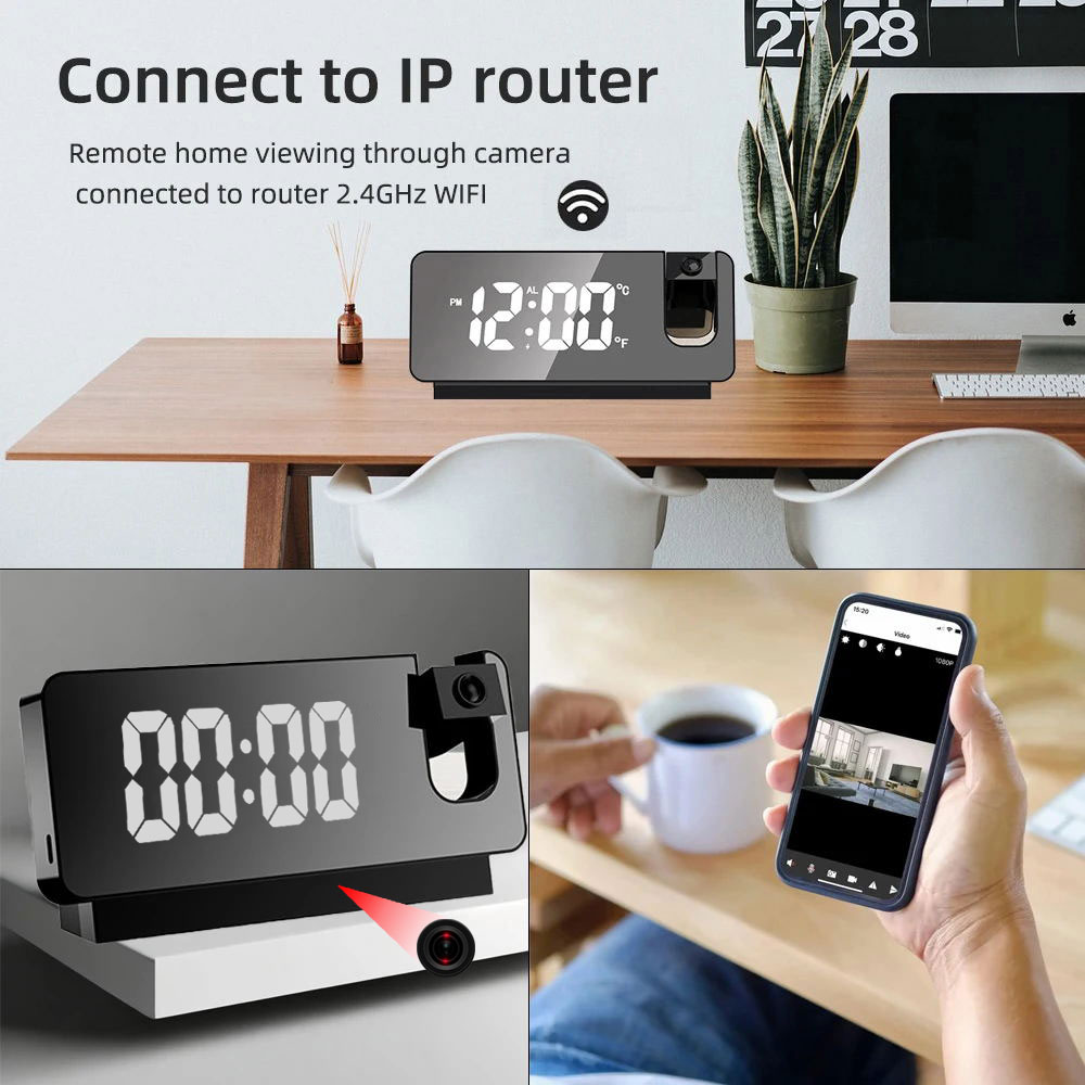 Câmera de Projeção 4K HD com D - Hidden Camera Clock avaliação e preço