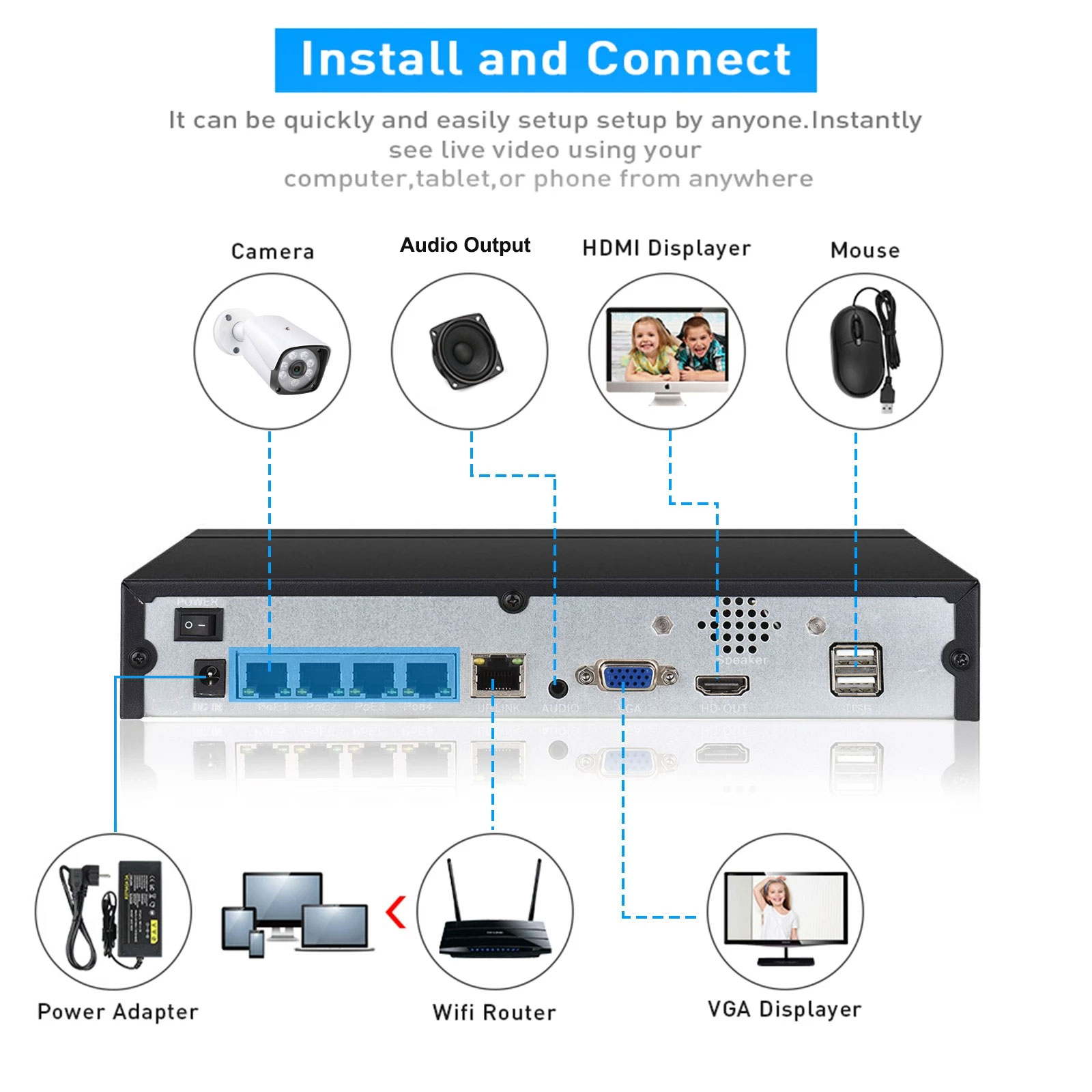 4ch 8ch 48v poe 4k nvr onvif h - Home Security With Camera avaliação e preço