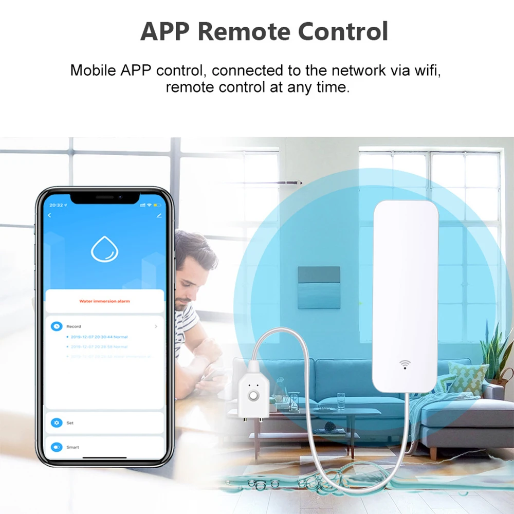 Tuya wifi zigbee sensor de águ - Home Security Technology avaliação e preço