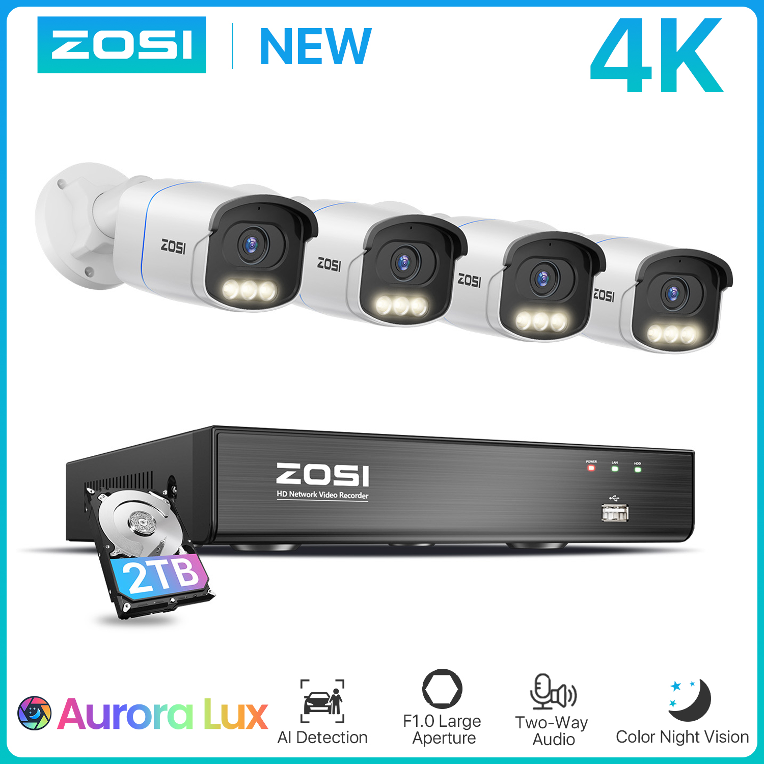 Zosi 4k poe sistema de câmera  - Nvr Kit 8 Channel avaliação e preço