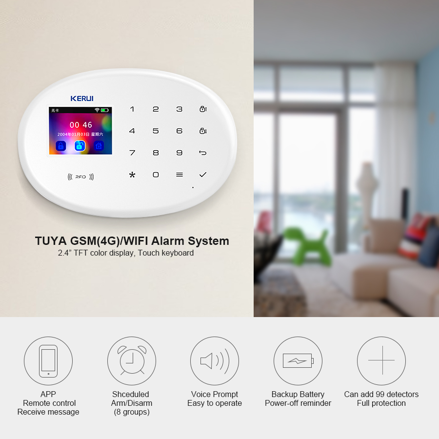 Kerui w202 wifi gsm kit sistem - Home Security Diy avaliação e preço
