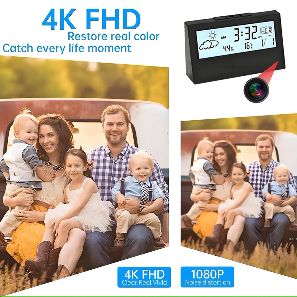 Câmera de Relógio WiFi 4K com  - Hidden Camera Clock avaliação e preço