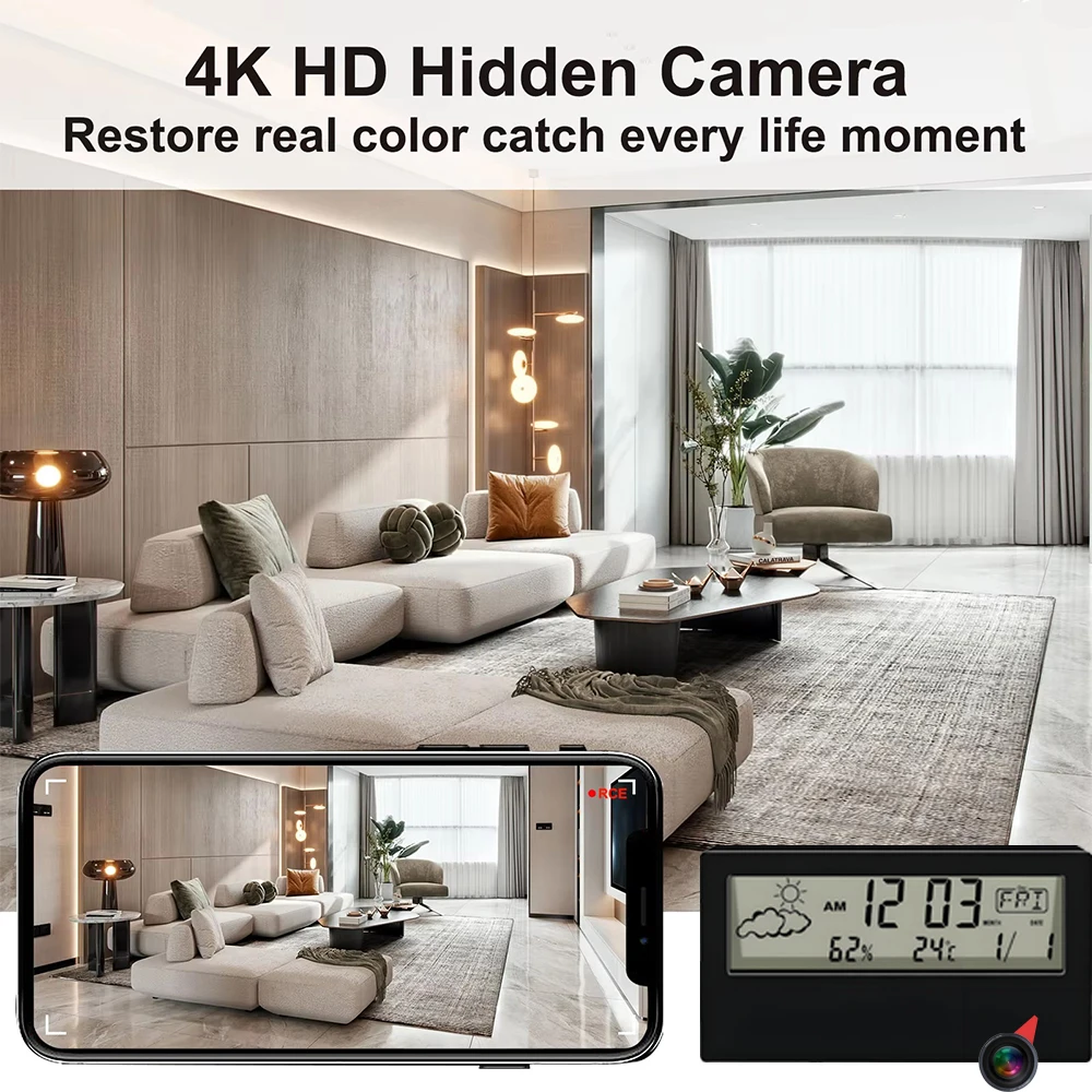 Câmera Mini WiFi HD 4K Nova, S - Hidden Camera Clock avaliação e preço